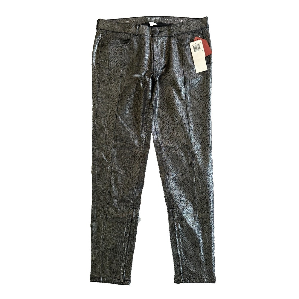 NWT FC Metallic Silver Snakeskin Skin Tight Pants 8 M Zip Ankle‎ Mobwife Edgy